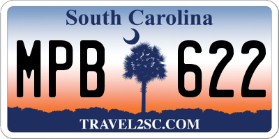 SC license plate MPB622