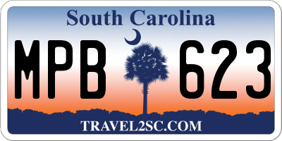 SC license plate MPB623