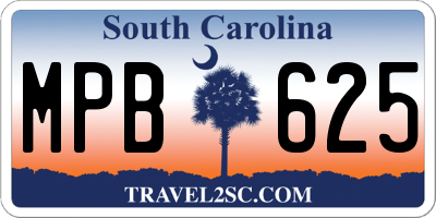 SC license plate MPB625