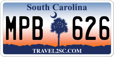 SC license plate MPB626