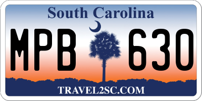 SC license plate MPB630