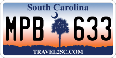 SC license plate MPB633
