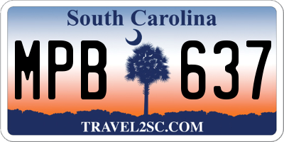 SC license plate MPB637