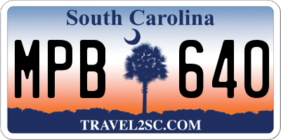 SC license plate MPB640