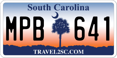SC license plate MPB641