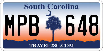 SC license plate MPB648