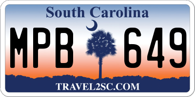 SC license plate MPB649