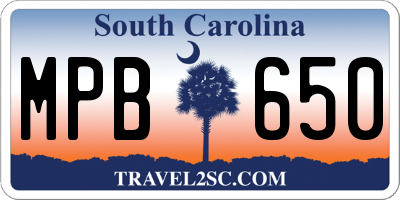 SC license plate MPB650