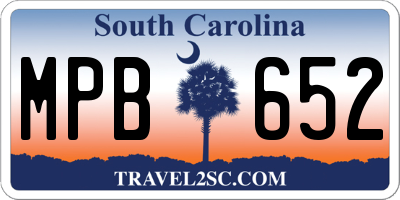 SC license plate MPB652