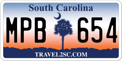 SC license plate MPB654