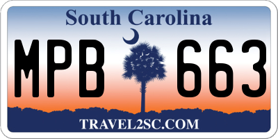 SC license plate MPB663