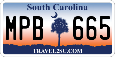 SC license plate MPB665