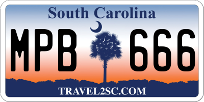 SC license plate MPB666