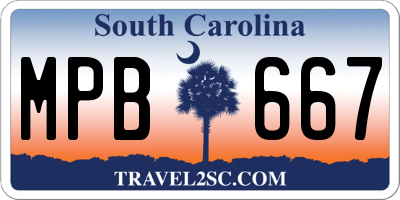 SC license plate MPB667