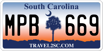 SC license plate MPB669