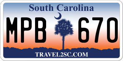 SC license plate MPB670