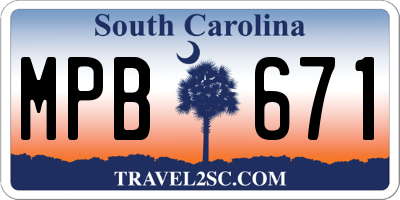 SC license plate MPB671