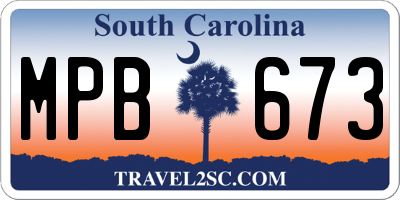 SC license plate MPB673