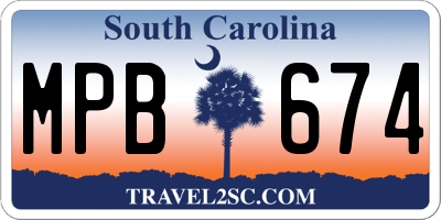 SC license plate MPB674