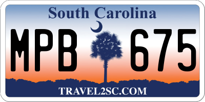 SC license plate MPB675