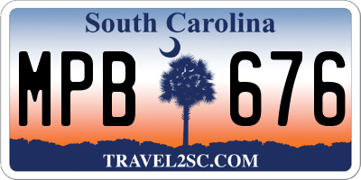 SC license plate MPB676