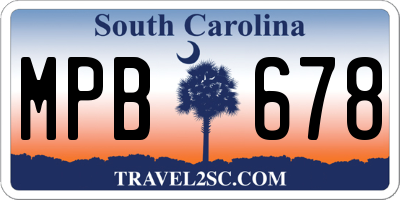 SC license plate MPB678