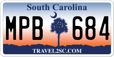 SC license plate MPB684