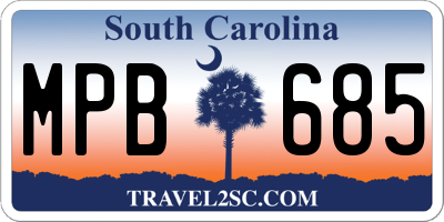 SC license plate MPB685