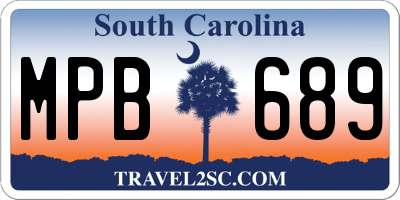 SC license plate MPB689