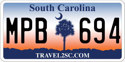 SC license plate MPB694