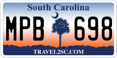 SC license plate MPB698