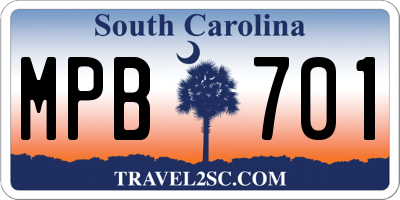 SC license plate MPB701