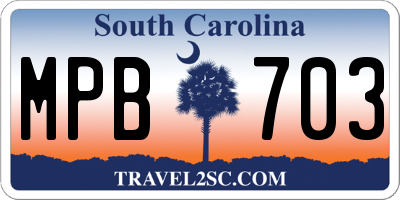 SC license plate MPB703