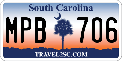 SC license plate MPB706