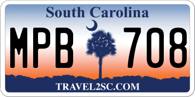 SC license plate MPB708