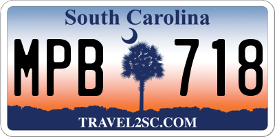 SC license plate MPB718