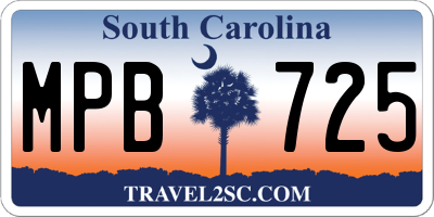 SC license plate MPB725
