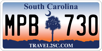 SC license plate MPB730