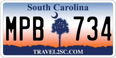 SC license plate MPB734