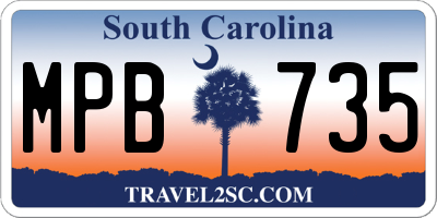 SC license plate MPB735