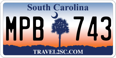 SC license plate MPB743