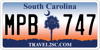 SC license plate MPB747