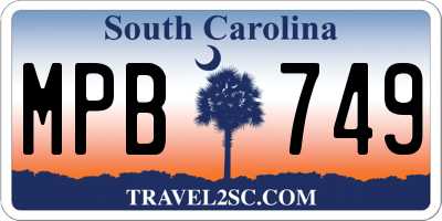 SC license plate MPB749