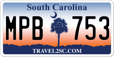 SC license plate MPB753