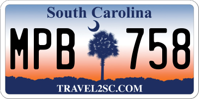 SC license plate MPB758