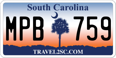 SC license plate MPB759