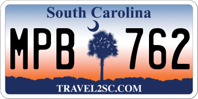 SC license plate MPB762