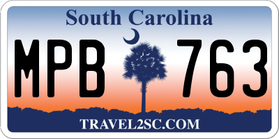 SC license plate MPB763