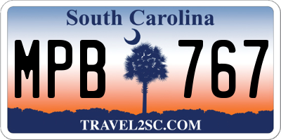 SC license plate MPB767