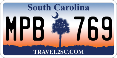 SC license plate MPB769